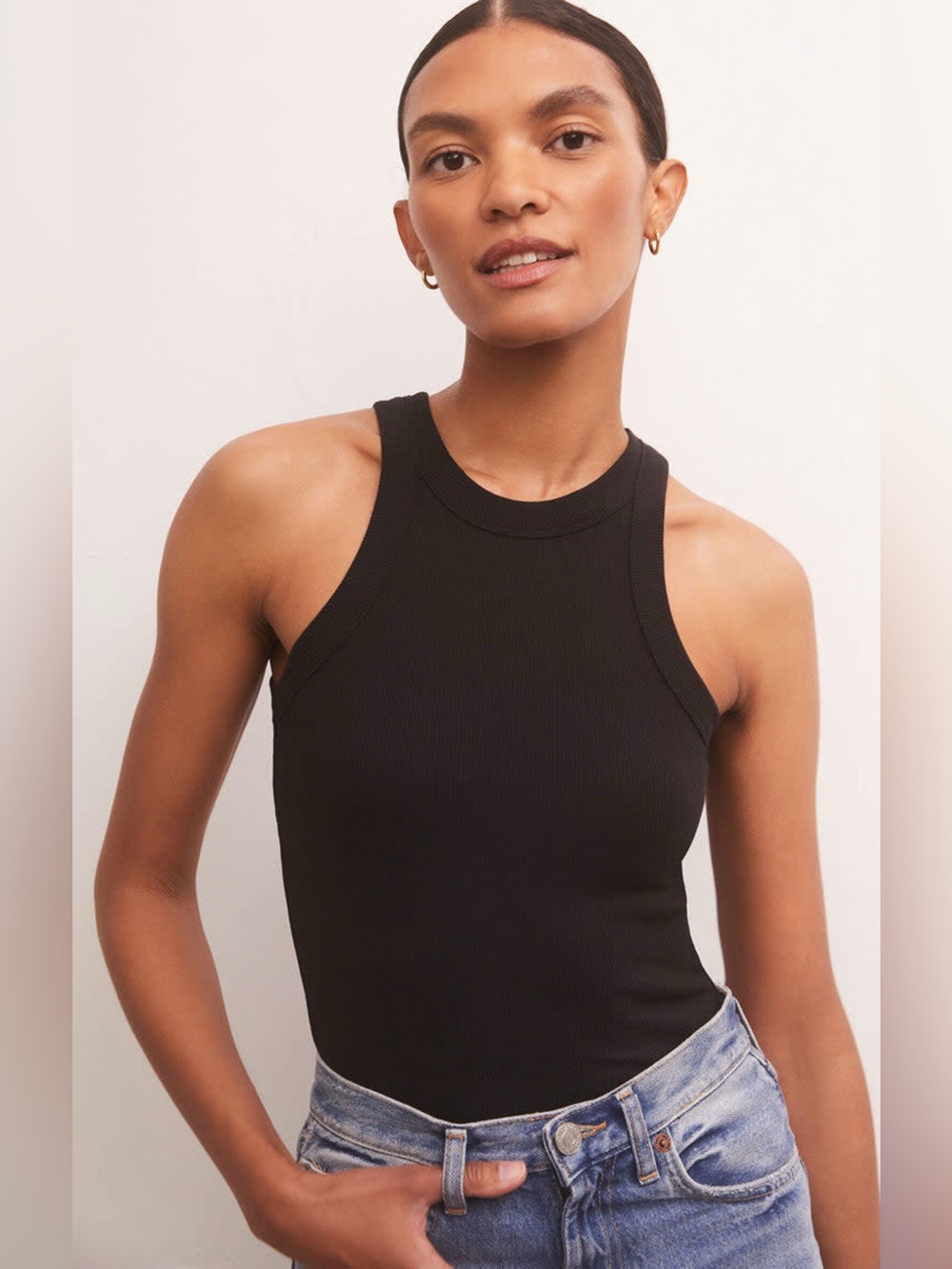 🆕 Z Supply Lily Rib High Neck Tank in Black NWT SZ XS